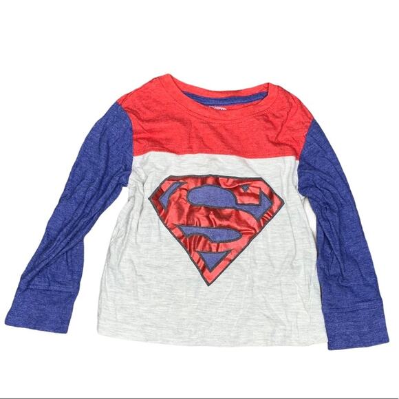 Superman 2t long sleeve tee shiny red logo - Picture 1 of 3